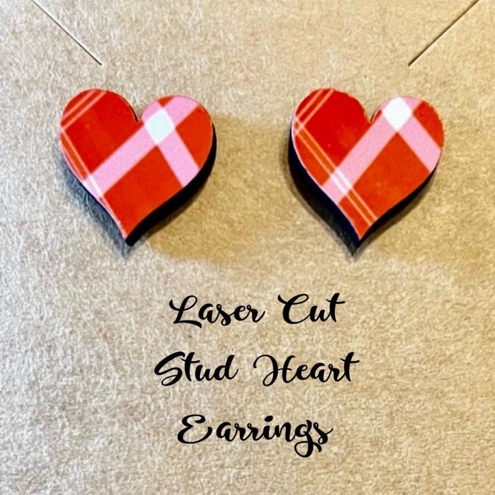 Laser Cut Stud Heart Earrings, Valentines Earrings, Valentines Heart Earrings